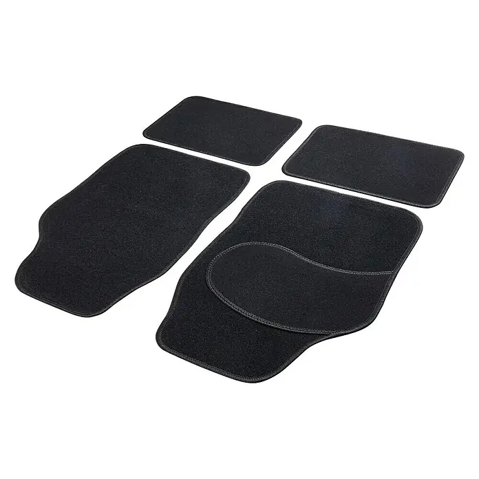 Cartrend Kfz-Teppichmatten-Set Basic - 4 -tlg., Schwarz, Geeignet für: Alle Wagentypen - Ansicht von oben