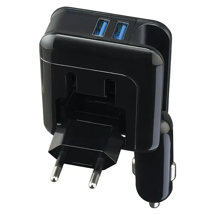 Cartrend USB-Reisestecker 2-Portfunktion - Ladestrom: 300 mA - Ansicht von oben