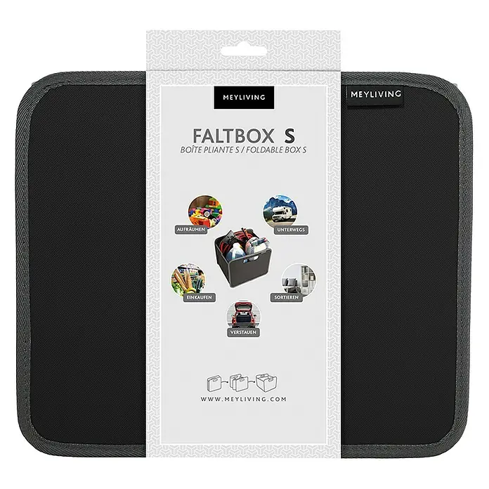 Meyliving Faltbox S - L x B x H: 27,5 x 26,5 x 32 cm, Schwarz - Vorderansicht