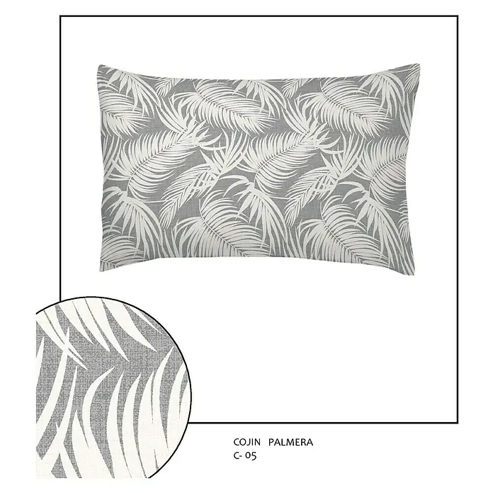 Cojín Palmera - Gris, 50 x 30 cm
