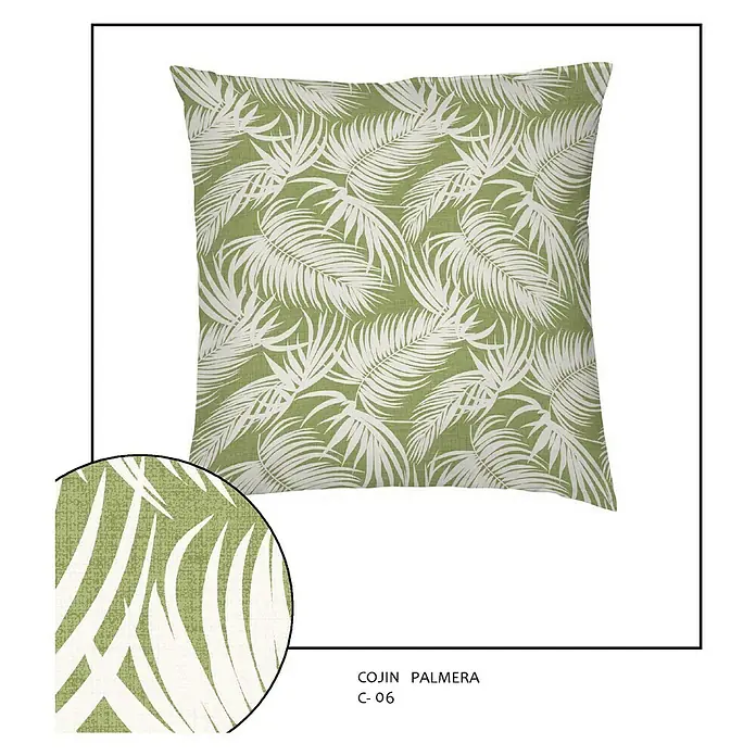 Cojín Palmera - Verde oliva, 45 x 45 cm, 80 % algodón, 20 % poliéster