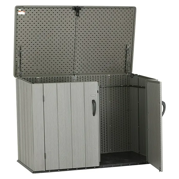 Lifetime Garten-Aufbewahrungsbox - L x B x H: 107 x 191 x 123 cm, Dunkelgrau, Kunststoff - Linke Seitenansicht