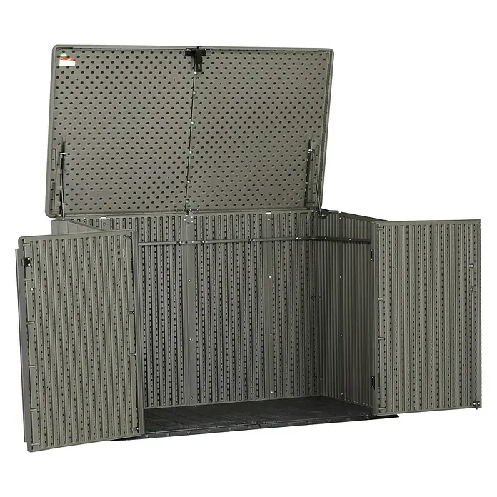 Lifetime Garten-Aufbewahrungsbox - L x B x H: 107 x 191 x 123 cm, Dunkelgrau, Kunststoff - Linke Seitenansicht