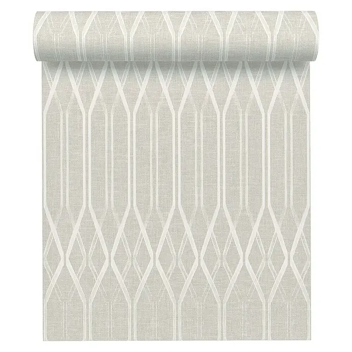 AS Creation Linen Style Vliestapete Grafik - Creme/Beige, Grafisch, 10,05 x 0,53 m - Vorderansicht