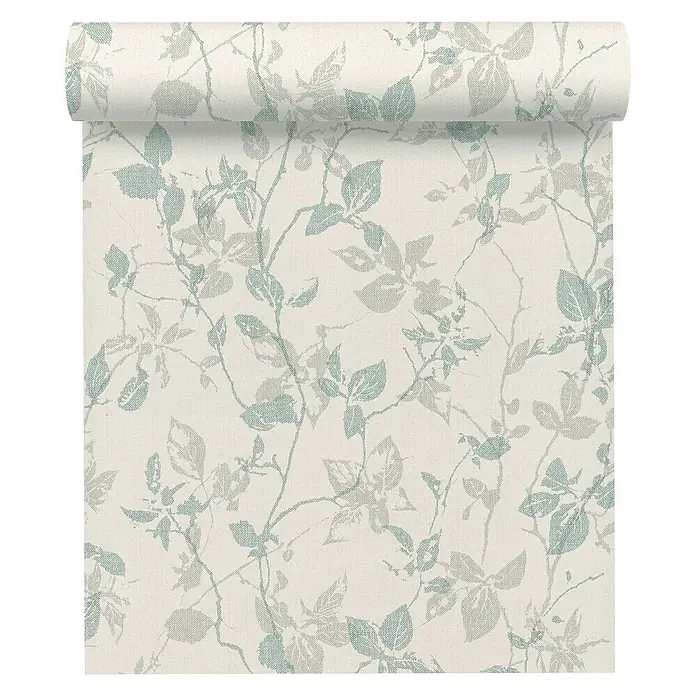AS Creation Hygge Vliestapete Floral - Grau/Grün, Floral, 10,05 x 0,53 m - Vorderansicht