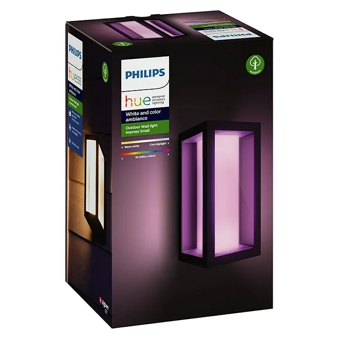 Philips Hue LED-Außenwandleuchte Impress - 8 W, 14,1 x 12 x 24 cm, Schwarz, IP44 - Linke Seitenansicht