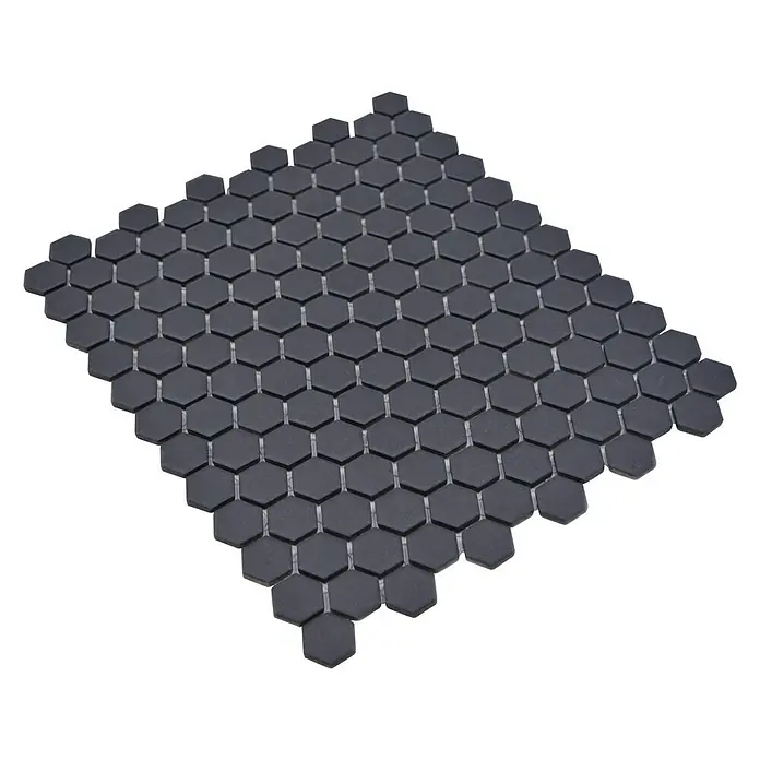 Mosaikfliese Hexagon Uni HX AT29 - 26 x 30 cm, Schwarz, Matt - Rechte Seitenansicht