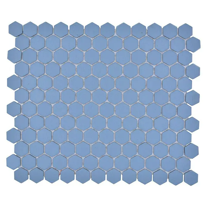 Mosaikfliese Hexagon Uni HX AT23 - 26 x 30 cm, Blau, Matt - Vorderansicht