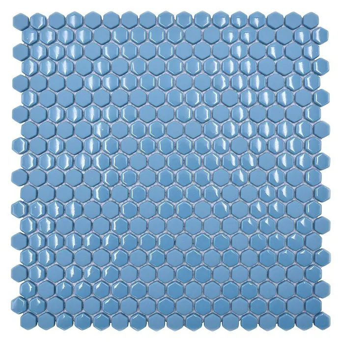 Mosaikfliese Hexagon CUBA HX2GM - 29 x 29,5 cm, Blau, Matt - Vorderansicht