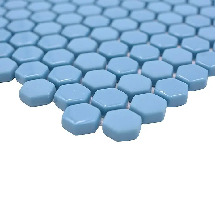 Mosaikfliese Hexagon CUBA HX2GM - 29 x 29,5 cm, Blau, Matt - Detailaufnahme