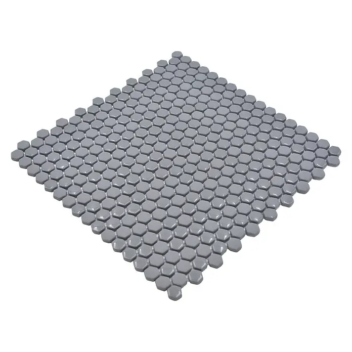 Mosaikfliese Hexagon CUBA HX4GM - 29 x 29,5 cm, Grau, Matt - Rechte Seitenansicht