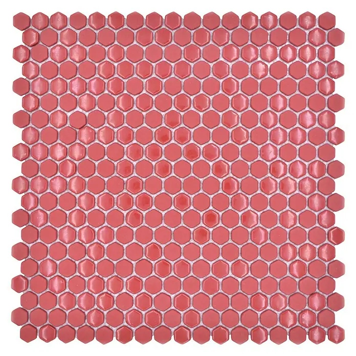 Mosaikfliese Hexagon CUBA HX6GM - 29 x 29,5 cm, Rot, Matt - Vorderansicht