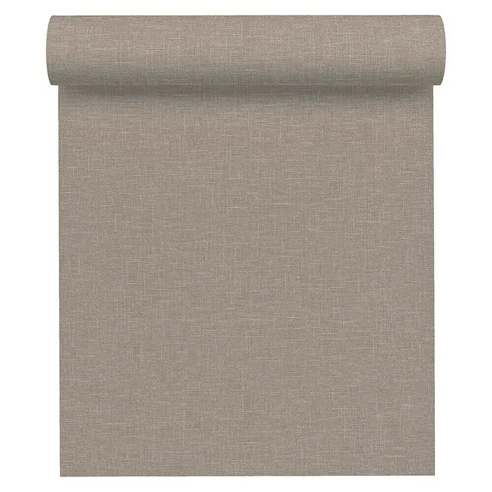 AS Creation Linen Style Vliestapete Meliert - Taupe, Uni, 10,05 x 0,53 m - Vorderansicht
