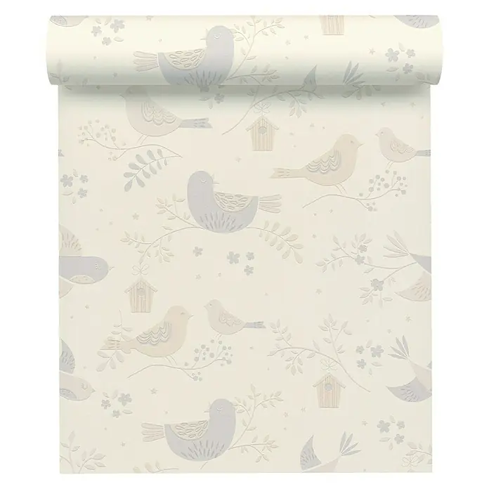 AS Creation Boys And Girls 6 Strukturtapete Vögel - Creme, Motiv, Feine Struktur, 10,05 x 0,53 m - Vorderansicht