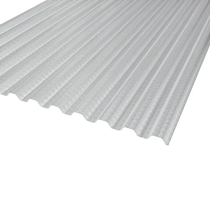 Wellplatte Perle - 2.000 x 900 x 1,3 mm, Polycarbonat, Transparent, Strukturiert, 76/18 mm, Trapez