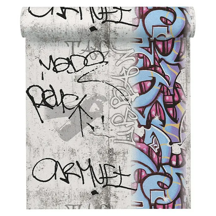 AS Creation Boys And Girls 6 Papiertapete - Grau/Rot, Grafisch, 10,05 x 0,53 m - Vorderansicht