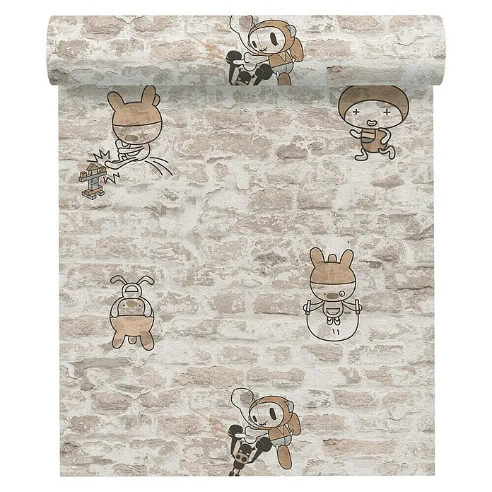 AS Creation Boys And Girls 6 Papiertapete Mauer - Taupe, Motiv, 10,05 x 0,53 m - Vorderansicht