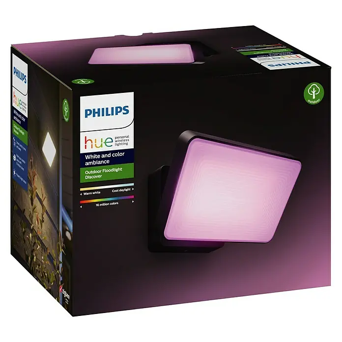 Philips Hue LED-Strahler White & Color Ambiance - 15 W, Schwarz, L x B x H: 22 x 16 x 15,3 cm - Linke Seitenansicht