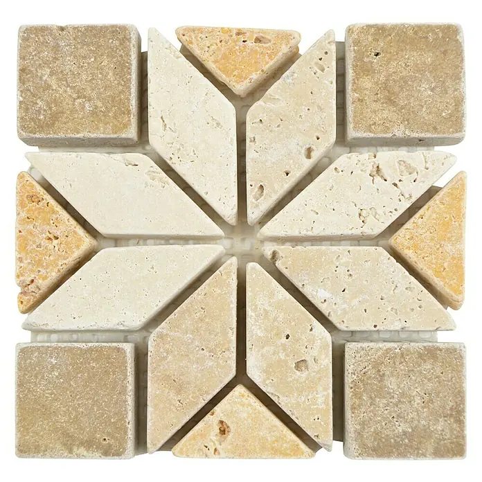Antikmarmor Dekorfliese Star D7 XND 13037 - 10 x 10 cm, Beige/Braun, Matt - Ansicht von oben