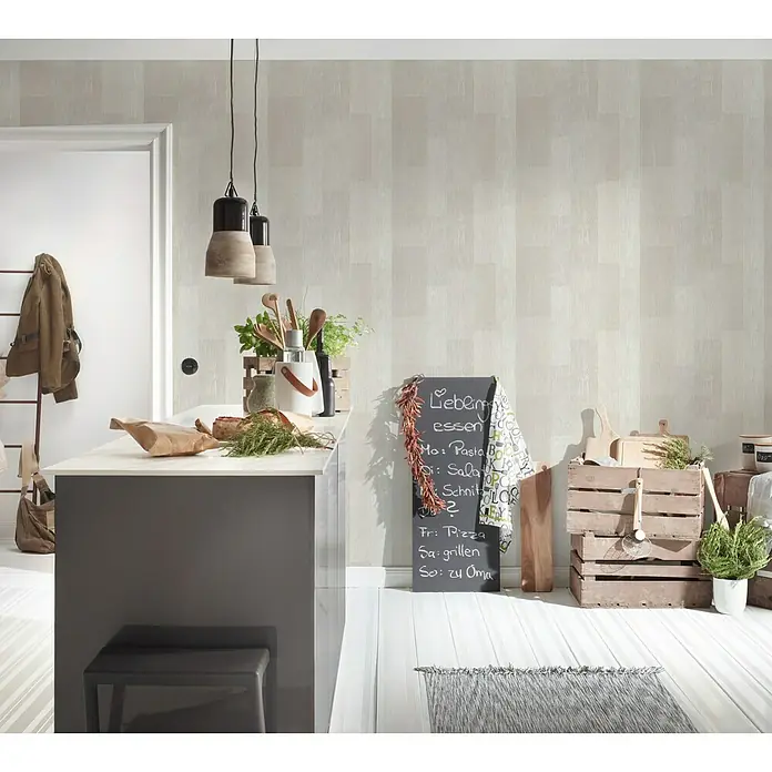 my look Diamant Vliesbehang - Beige, Bedrukt, Houtlook, 10,05 x 0,53 m - Sfeeropname