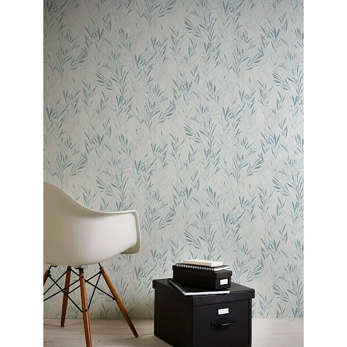 AS Creation Flavour Vliestapete - Weiß/Blau, Floral, 10,05 x 0,53 m - Stimmungsaufnahme