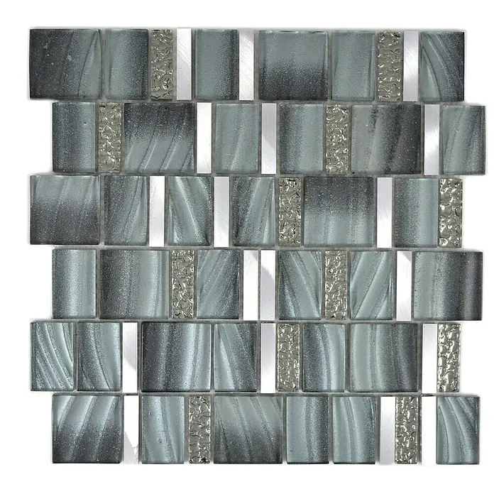 Mosaikfliese Crystal Mix XCM SUN05 - 29,7 x 29,5 cm, Grau, Glänzend - Ansicht von oben