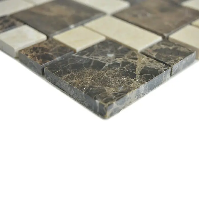 Mosaikfliese Mix Emperador XNM MC739 - 30,5 x 30,5 cm, Beige/Braun, Glänzend