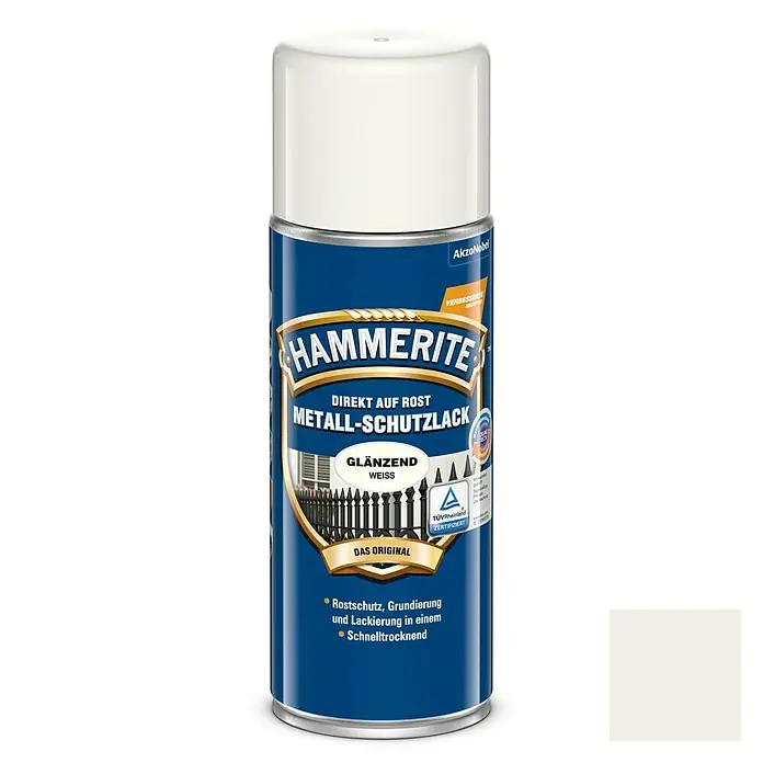 Hammerite Metall-Schutzlack - Weiß, 400 ml, Glänzend, Lösemittelhaltig - Vorderansicht