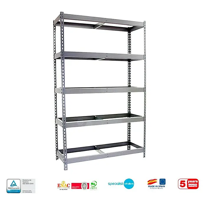 Simonrack Simonforte Estructura de estantería - L x An x Al: 90 x 150 x 200 cm, Capacidad de carga: 600 kg/balda, Número de baldas: 5 ud., Galvanizado