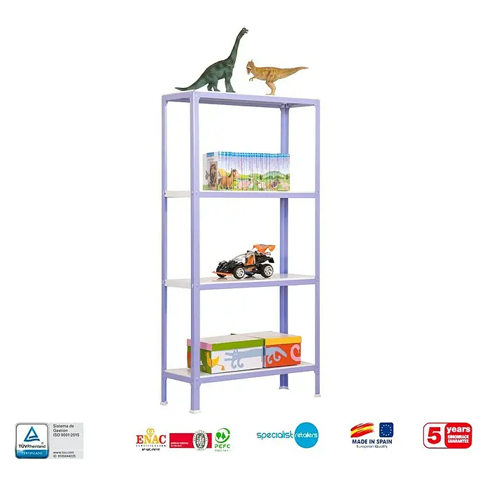 Simonrack Simonhome Estantería metálica Homeclick Color Plus - L x An x Al: 30 x 100 x 160 cm, Capacidad de carga: 150 kg/balda, Número de baldas: 4 ud., Lila
