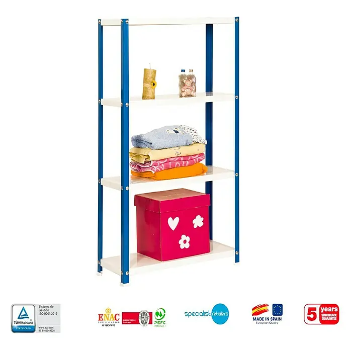 Simonrack Simonhome Estantería metálica Homeclassic Color Plus - L x An x Al: 40 x 100 x 160 cm, Capacidad de carga: 100 kg/balda, Número de baldas: 4 ud., Azul