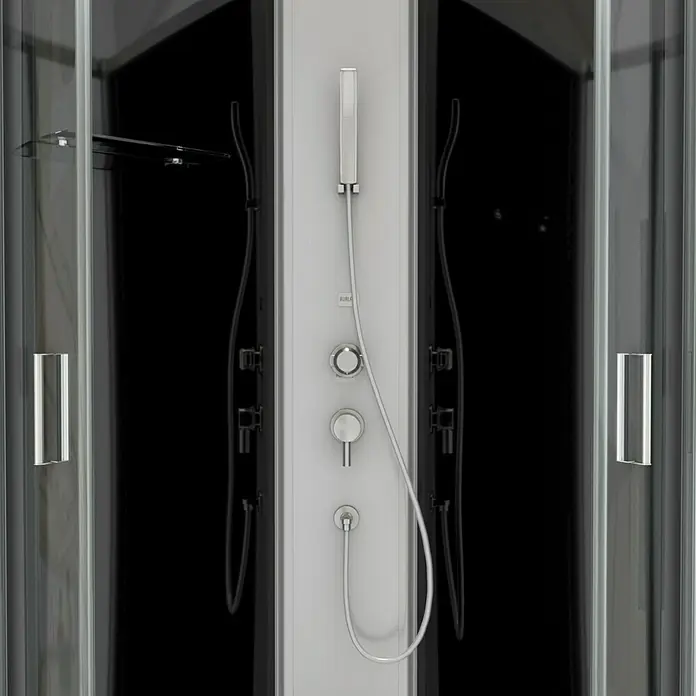 Cabina de ducha completa Pepper Mint - 85 x 85 x 230 cm, Negro Gris Plata