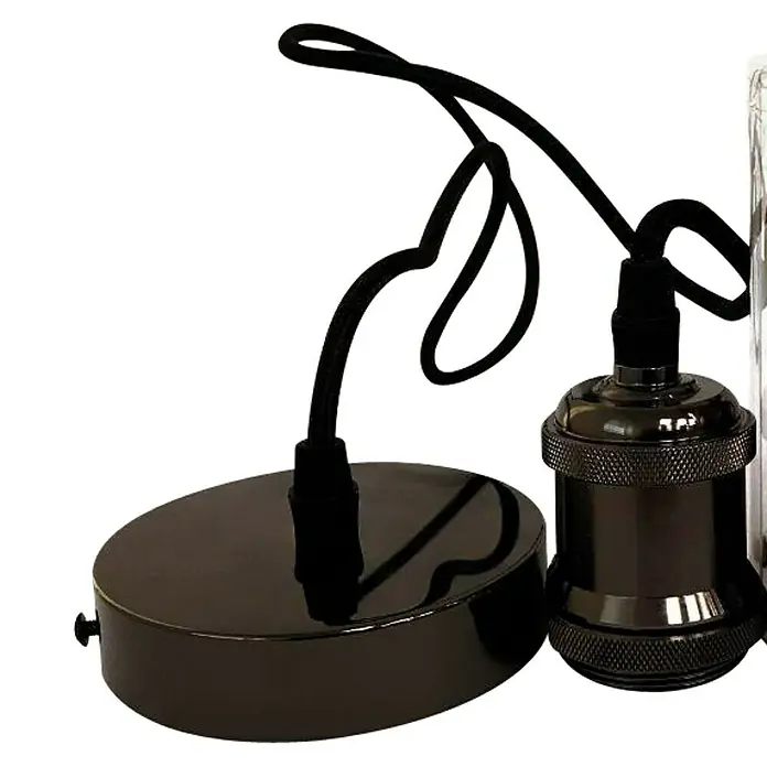 Garza Lámpara colgante Vintage - 60 W, L x An x Al: 10 x 10 x 100 cm, Negro, E27