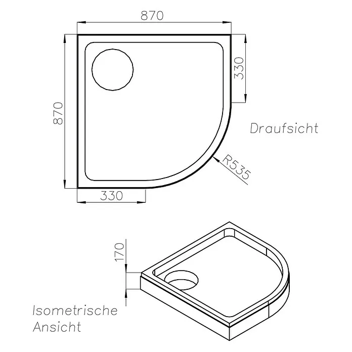 Ottofond Duschwannenträger Andros - 87 x 87 cm, Expandiertes Polystyrol, Weiß