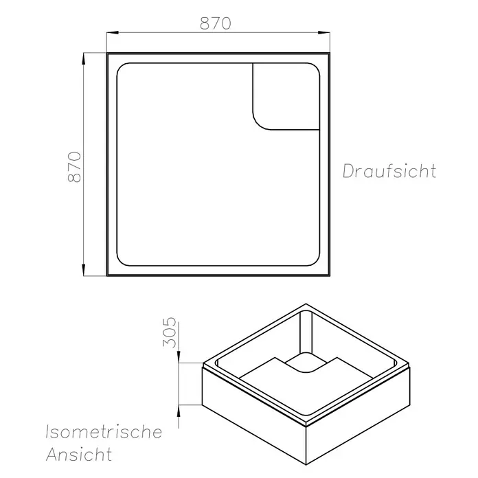 Ottofond Duschwannenträger Benin/Maori - 87 x 87 cm, Expandiertes Polystyrol, Weiß