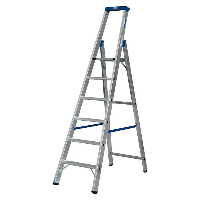 Krause Stojeće ljestve Krause - 6 stepenica, Radna visina: 3,4 m, Aluminij - Pogled s desne strane