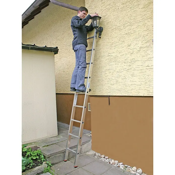 Krause Ljestve za naslanjanje s prečkama Stabilomat - 9 prečki, Radna visina: 3,6 m, Aluminij - Proizvod u upotrebi