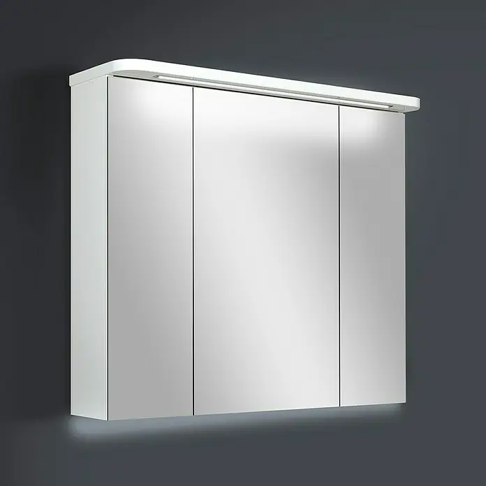 Riva LED-Spiegelschrank Toto - B x H: 81 x 72,2 cm, Mit Beleuchtung, Spanplatte, Weiß