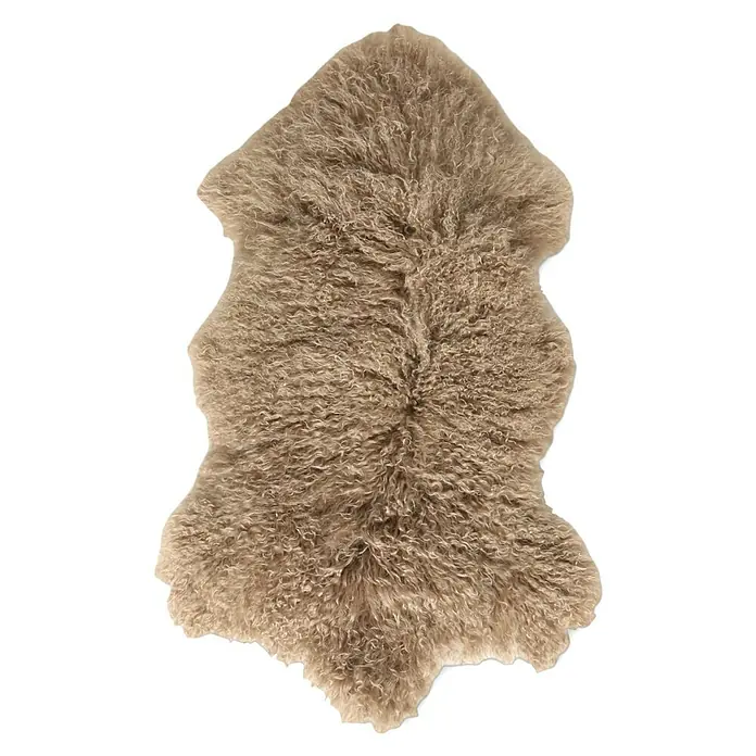 Esbeco Deko-Tibetschaffell - Taupe, 100 x 70 cm, 100 % Echtfell - Ansicht von oben