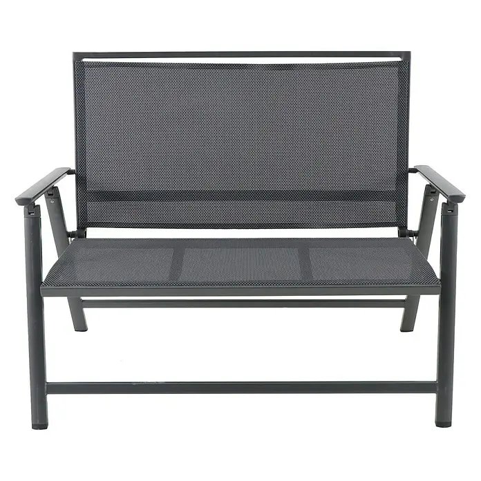 Sunfun Maja Banco de jardín 2 plazas - An x Pr x Al: 119 x 67 x 96 cm, Antracita, Abatible