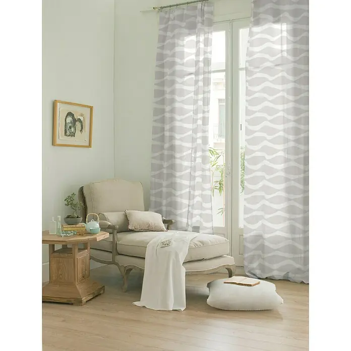Visillo para ventana Lima - 140 x 280 cm, 100% poliéster, Gris
