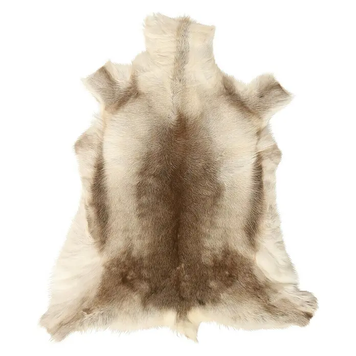 Esbeco Decoratieve rendierhuid - Bruin/wit, 110 x 70 cm, 100 % echt bont - Top-down weergave