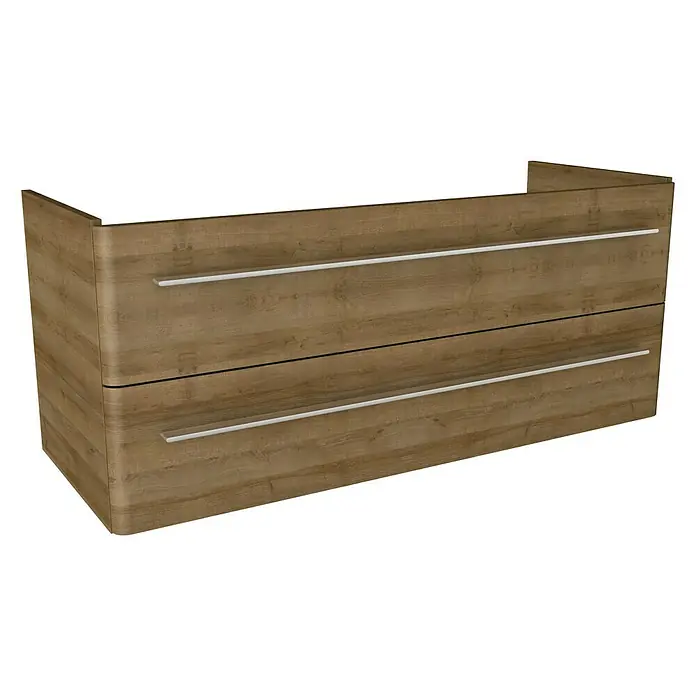 Modern 3.0 Waschtischunterschrank - 116 x 49 x 48,7 cm, 2 Schubkästen, Berg Eiche, Matt - Linke Seitenansicht