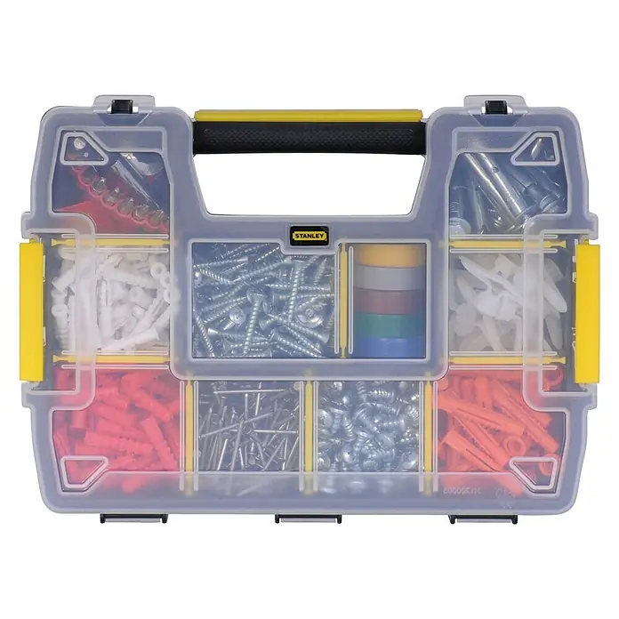 Stanley Kleinteilekoffer Sortmaster Mini - L x B x H: 210 x 290 x 63 mm, Anzahl Fächer: 10 - Vorderansicht