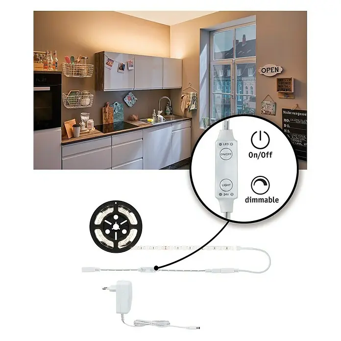 Paulmann Tira LED Set básico - 1,5 m, Blanco cálido, 17 W