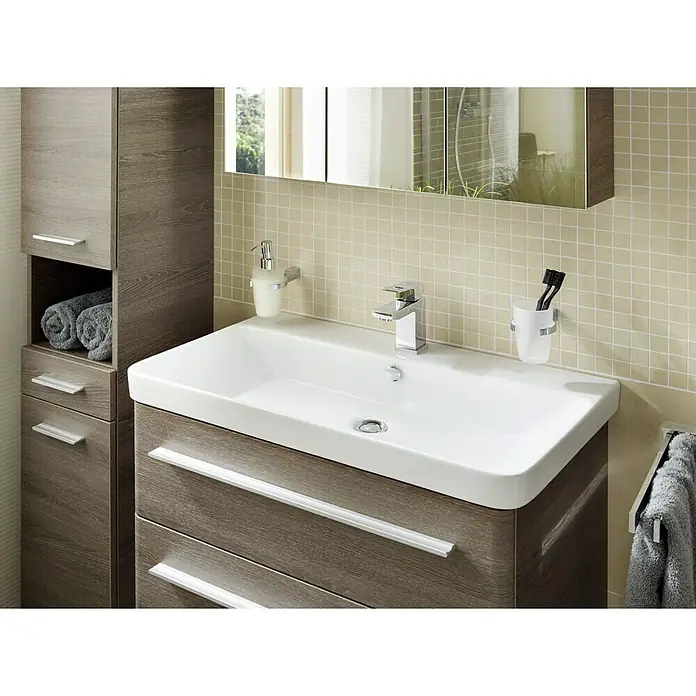 Modern 3.0 Einbauwaschbecken - 80 x 46 cm, Keramik, Weiß - Ansicht von oben