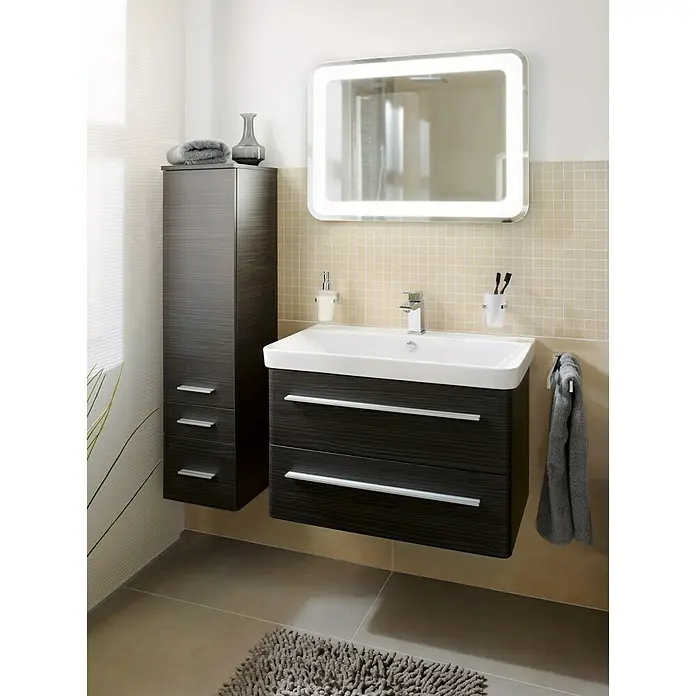 Modern 3.0 Waschtischunterschrank - 76 x 49 x 48,7 cm, 2 Schubkästen, Darkoak, Matt - Stimmungsaufnahme