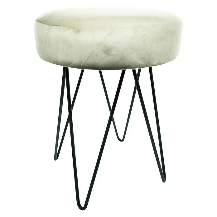 Hocker Samtbezug - Ø x H: 30 x 41 cm, Grau - Vorderansicht