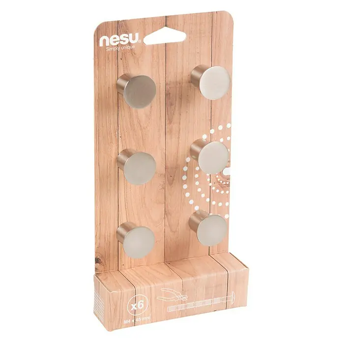 Nesu Set de pomos para muebles 30716 6 uds. - 6 pzs., Ø x Al: 25 x 25 mm, Acero