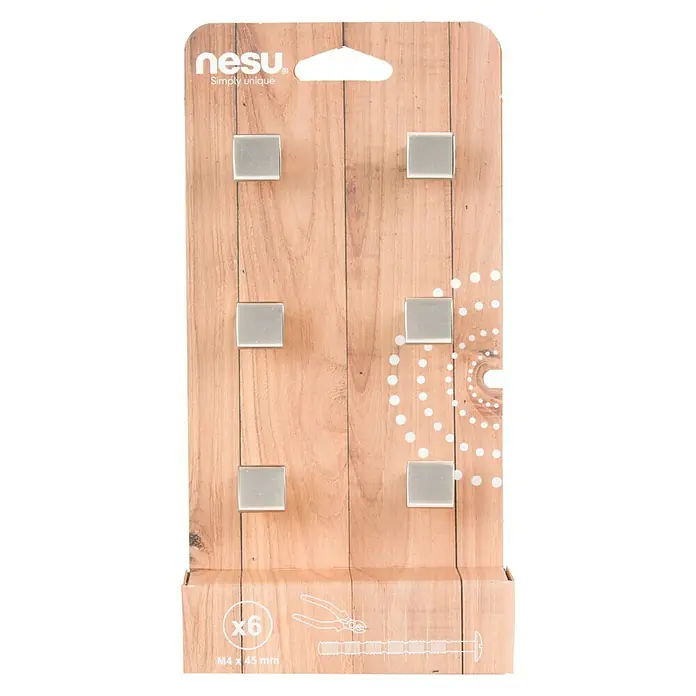 Nesu Set de tiradores para muebles 3351 6 uds. - L x An x Al: 1,5 x 1,5 x 2 cm, Acero, Niquelado